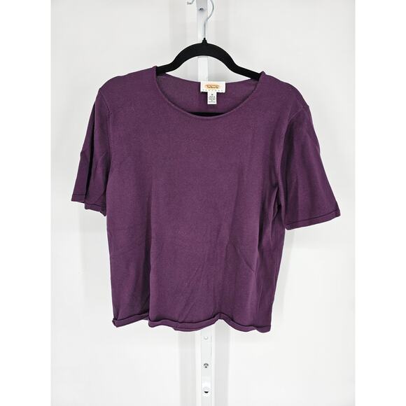 Talbots Women's Purple Short Sleeve Crewneck Knitted Top Size PM - Picture 1 of 3